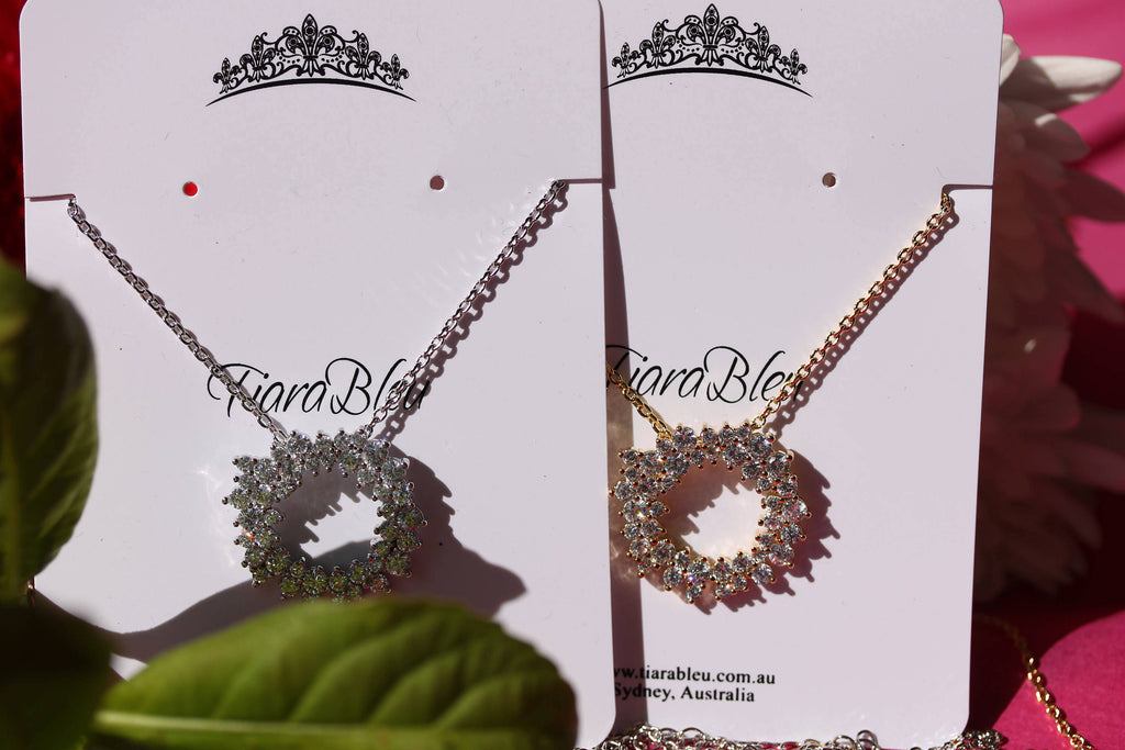 Circle High Quality CZ Pendant Charm Gold Necklace Choker Chain Women Fashion Necklace/Pendant - TiaraBleu