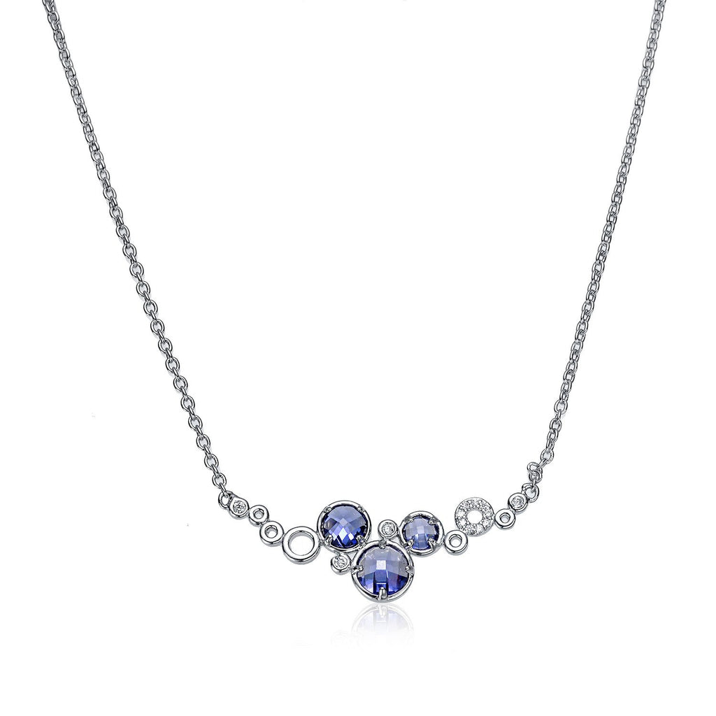 Galaxy Dreams Rhodium plated Blue purple Tanzanite Cubic Zirconia Pendant/Necklace - TiaraBleu
