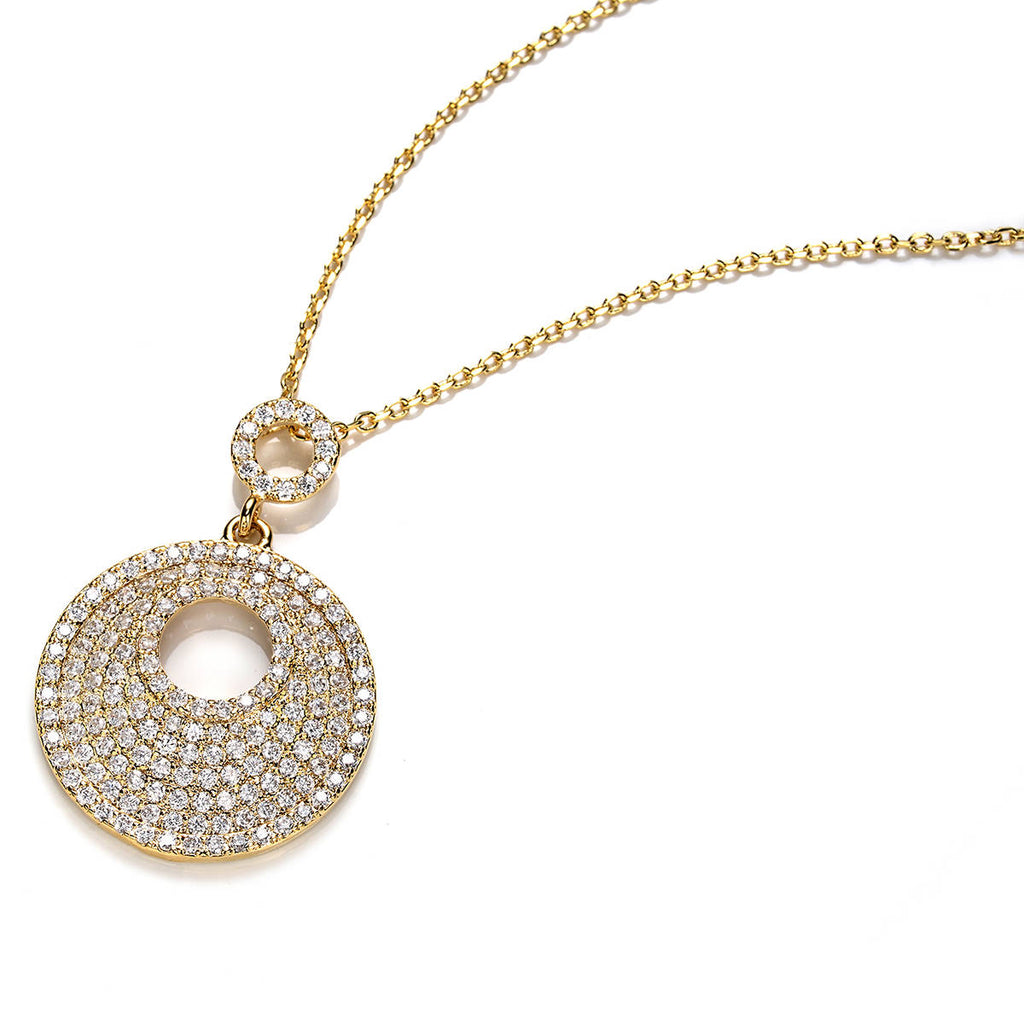 Pave Set YG High Quality CZ Pendant Charm Gold Necklace Chain Necklace/Pendant - TiaraBleu