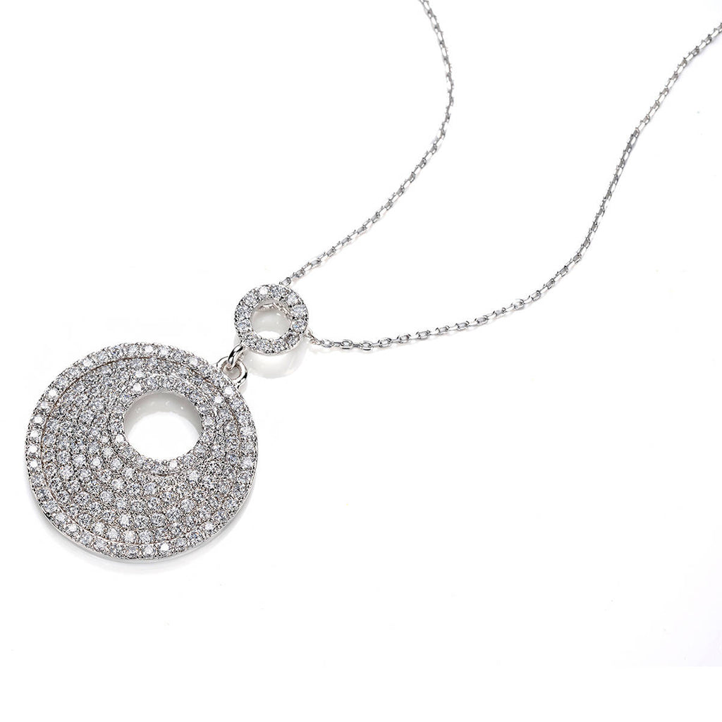Pave Set Pebble WG High Quality CZ Pendant Charm Gold Necklace Chain Necklace/Pendant - TiaraBleu