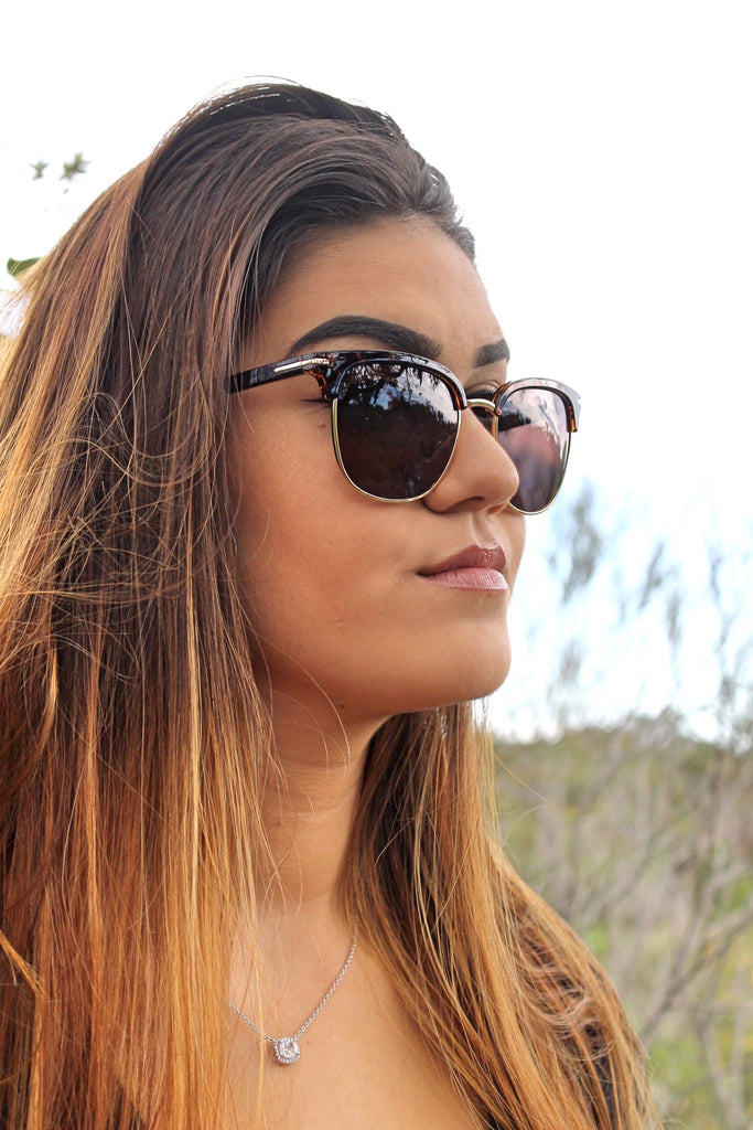 Tiara-"Whos The Boss" Flat Top Tortoise Shell Sunglasses - TiaraBleu